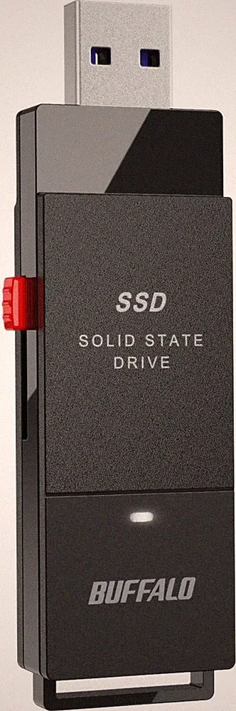 BUFFALO External SSD 1TB - Up to 600MB/s - USB-C - USB-A - USB 1 TB, Black